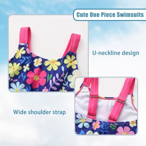 Image of Girls One Piece Swimsuits Tie Dye Bathing Suit for Girls Hawaiian Swimwear 3-16 Years