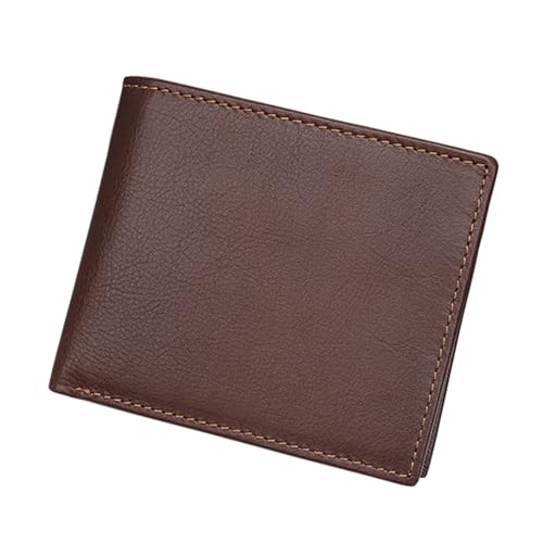 Men's Real Leather Wallet Slim Bifold RFID Blocking Small Credit Card Pockets ID Window(brown)2