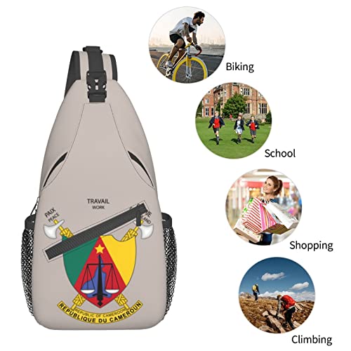 Mochila bandolera unisex National Emblem Cameroon negra miniatura 7