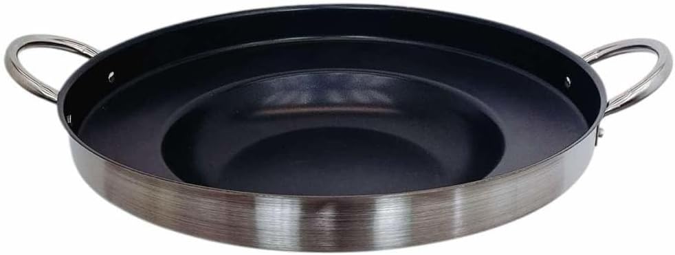 Heavy Duty 23" Stainless Steel Concave Comal Griddle Pan Non-Stick Coating Cookware