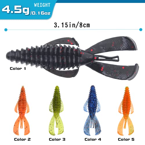 Gefischtter 50Pcs Fishing Soft Plastic Lures Worms Trout Bass Fishing Baits Craw Swimbaits Kit With Box For Freshwater And Saltwater #TOP1