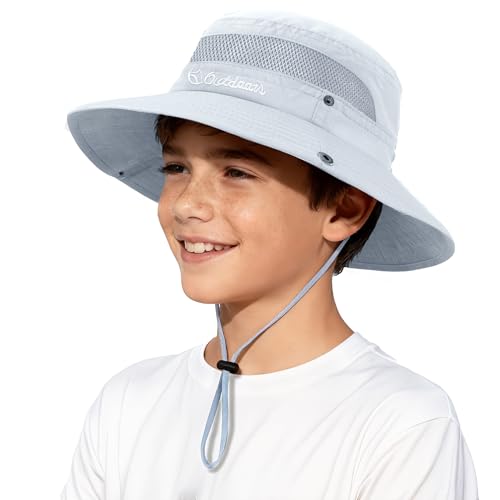 Image of Baby Sun Hat UPF 50+ Sun Protective Toddler Bucket Hat Summer Kids Beach Hats Wide Brim Outdoor Play Hat for Boys Girls
