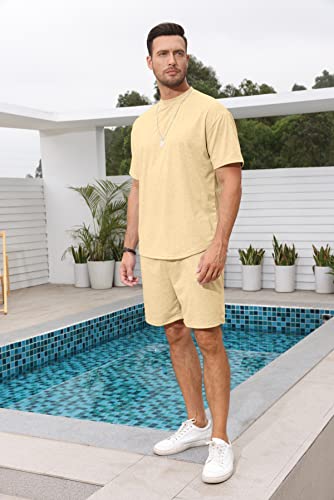 Lexiart Mens 2 Piece Outfits Casual Tracksuit Shorts Summer Sweatsuit Oversize Short Sleeve Sport Set #TOP1