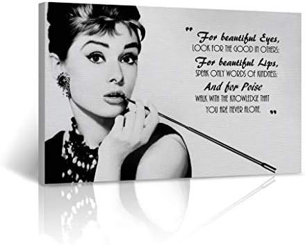 Buy4Wall Audrey Hepburn Quote Wall Art Canvas Print Breakfast at Tiffany`s Say Vintage Home Wall Decor Decorative Framed Art Artwork - Ready to Hang -%100 Handmade in The USA - 8x12