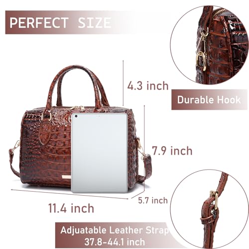 Image of Makcr Joacbv Top-Handle Crocodile Purses For Women Crossbody Leather Bags Trendy Large Capacity Tote with Shoulder Strap