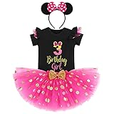 ✿【Material de alta calidad】Bebé niña. 2. 3. Conjunto de ropa de princesa Minnie Polka Dots de algodón seleccionado, ultrasuave al tacto, seguro y delicado con la piel, cuidado adicional para los recién nacidos, puede absorber fácilmente el sudor y es transpirable, te permite disfrutar de la comodidad ilimitada que ofrece una calidad superior. Vestido de cumpleaños para niñas, vestido de fiesta de cumpleaños, traje de 1Sy, 3. Niña de cumpleaños.