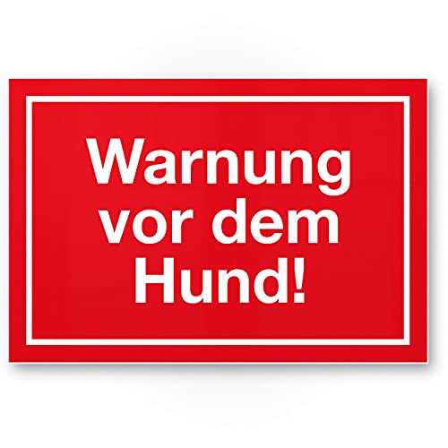 Komma Security Warnung vor dem Hund Schild - 30 x 20 cm Hinweisschild wetterfest Hundeschild Gartentor Einfahrtstor die Haustür Türschild Abschreckung Warnschild Einbruchschutz