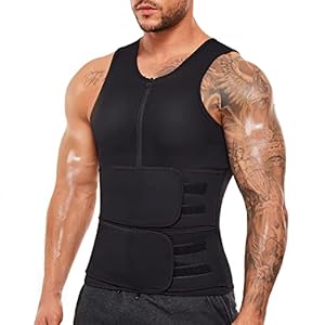 Wonderience Sauna Suit for Men Waist Trainer Neoprene Sweat Vest with Adjustable Waist Trimmer Belt(Black, Medium)