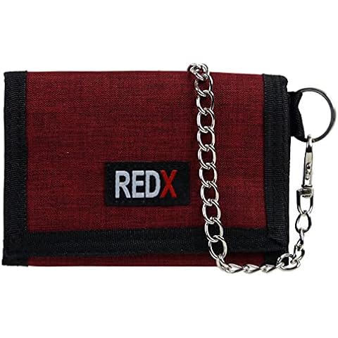 RED X Mens Canvas Tri-Fold Chain Wallet - Red Cover