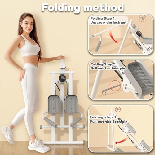 Foldable Full Body Mountain Step Machine - Vertical Cardio Climber for Home Gym Workout, Triangular Handrail, Compact Design for Efficient Cardio Training