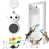 Interactive Cat Toys for Indoor Cats: 2 in 1 Laser Pointer Cat Toy with Automatic Flying Bird & Mouse Wand, Smart Motion Mode Adjustable Speed, USB Rechargeable Safe for Bored Kittens and Adult Cats