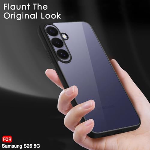 Image of TheGiftKart Ultra-Hybrid Shockproof Back Cover Case for Samsung Galaxy S26 5G | 360 Degree Protection | Crystal Clear Hard Transparent Cover Case for Samsung S26 5G (PC & TPU, Black Bumper)