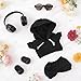 Penitue Doll Clothes Set for 17cm/6.7in, Fashion Style Hoodie Outfit with Pants Glasses Headphones & Shoes Toy Costume Clothing Accessories for Display & Dress (Black, No Doll Included)