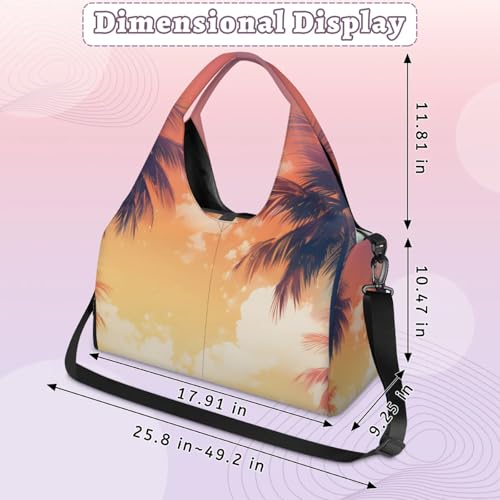 Yoga Tote Bag for Women Tall Palm Tree Beach Bag with Shoe Storage & Yoga Mat Strap Waterproof Weekender Duffle Bag for Travel Fitness Weekend Trips3