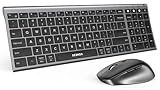 seenda Wireless Bluetooth Keyboard and Mouse Combo, COE401 Rechargeable Slim Keyboard Mouse, 3 Multi-Device Connection, Compact Quiet Set Compatible for Mac/Windows Laptop MacBook iPad, Black Gray