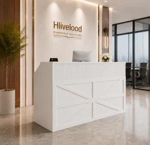 63-Inch Modern White Reception Desk