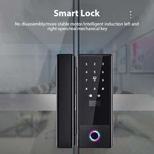 Smart Lock Glastürschloss WiFi-Fernentriegelung TY-App Fingerabdruck-Passwort IC-KarteTürschloss Austauschbare Schlosskörperrichtung für 10–12 mm Dicke Büro-/Haustür – Bild 3