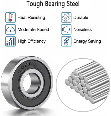 YAMASO 20 Pcs 608 2RS Ball Bearings – Bearing Steel and Double Rubber Sealed Miniature Deep Groove Ball Bearings (8mm x 22mm x 7mm)