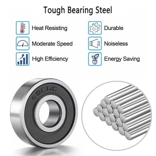 yamaso 20 pcs 608 2rs ball bearings  bearing steel and double rubber sealed miniature deep groove ball bearings 8mm x 22mm x 7mm