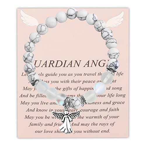 Image of FUSTMW Angel Keychain Guardian Angel Gifts Faith Gifts Prayer gifts Blessing Gifts Guardian Angel Charm Key Chain Gifts
