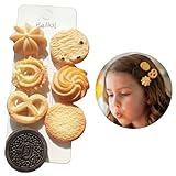 BXBibxiy Cookie Hair Clips Set - Cute Hair Accessories for Girls & Women - Small Gifts for Girls - Crazy Hair Day Accessories for Girls - Resin Material Set of 7