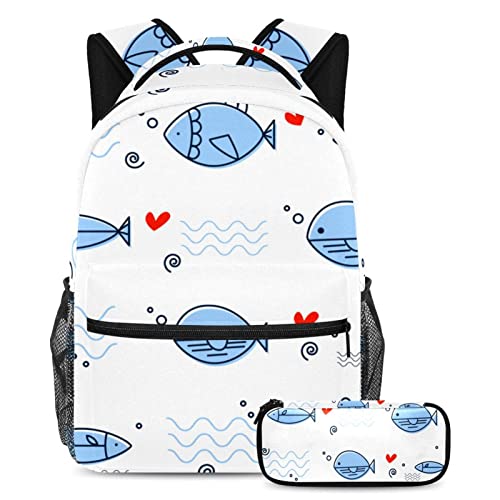 Sac à dos durable et léger à multiples poches avec trousse assortie pour enfants et adultes