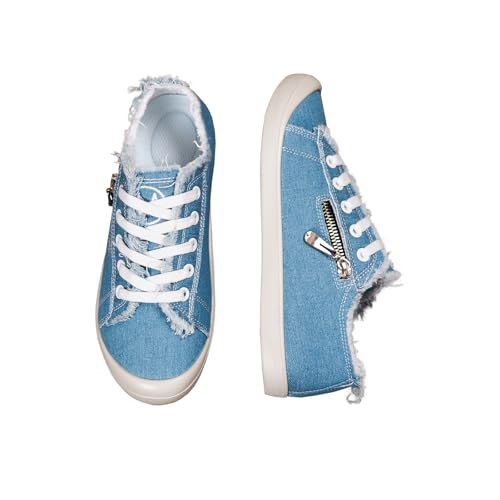 Women's Canvas Sneakers with Arch Support, Side Zipper Detail, Black and White, Distressed Style