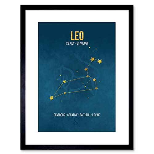 Zodiac Star Sign Birthday Astrology Blue Leo Framed Art Print F97X13495