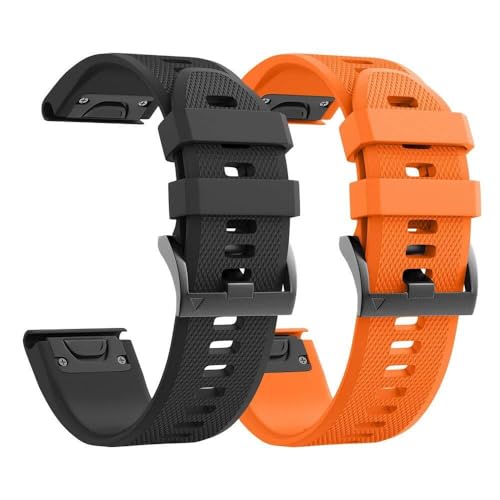GHFHSG Correa de silicona para reloj Forerunner 935, repuesto para Fenix ​​5/Fenix ​​5 Plus/Fenix ​​6/Fenix ​​6 Pro/Forerunner 935/945/Approach S60/Quatix 5(Black/Orange)