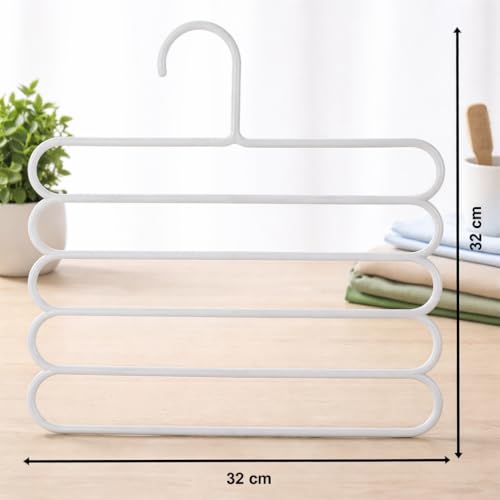 Image of Urban Luxy 5 Layer Pants Clothes Hanger Wardrobe Storage Organiser Rack, 32l x 1b x 33h cm (Assorted Colour) (3)