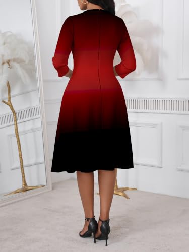 Image of PinkPatty Women's Casual 3 /4 Sleeve Midi Dresses Fit and Flare Church Work Dress with Pockets