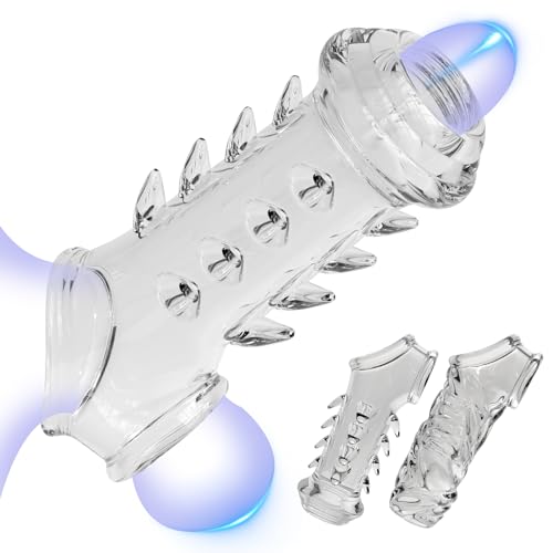 Giftoyou ペニスサック ペニスリング ペニス拘束具 2点セット 陰茎袖 高弾力 シリコン製 脱落防止 SM 透明 男性用 大人のおもちゃ アダルトグッズ - 画像1