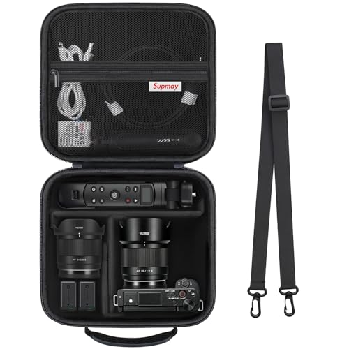Supmay Funda de transporte para cámara digital Sony Alpha ZV-E10/ ZV-E10 II/ZV-E1/ a6400/ a6700/ a6100/ a6000/ a6500/ a6600, kit de almacenamiento para cámara Vlog, soporte de almacenamiento para