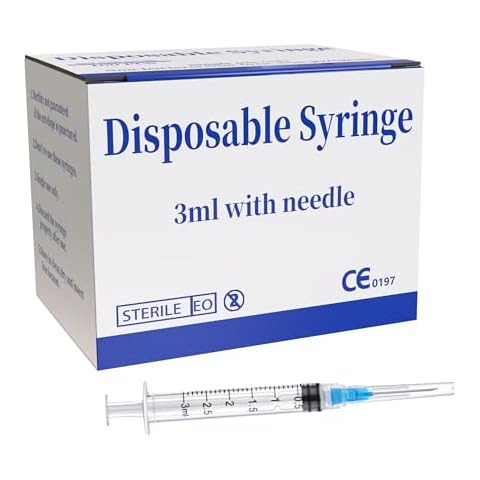 100 Pack 3ml 23Ga Plastic Syringe with Measurement Cover