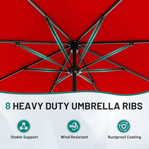 Image of AreShark 12 FT Patio Umbrella for Outdoor, Outdoor Table Umbrella with Crank, Outdoor Patio Umbrellas with 8 Sturdy Ribs, Patio Umbrellas for Market, Garden, Pool (Red)