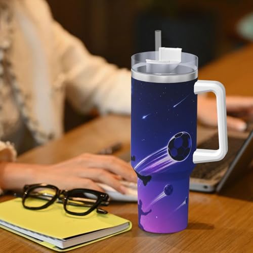 Vaso aislado Dynamic Player de 40oz con asa y pajilla para café 8