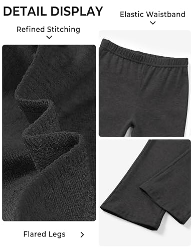 Image of BOOPH 5 Pack Girls Flare Leggings Kids Bell Bottom Pants Cotton Clothes | High Waist Casual Pants for Teen Girl 5-14 Years