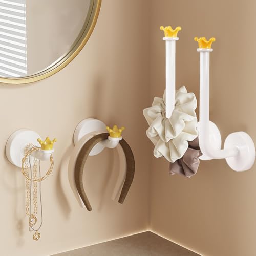 Image of HASTHIP 4PCS Adhesive Scrunchie Holder Organizer, Wall Hooks Waterproof | Frees Drawer Space, Adhesive Wall Mount, Waterproof Scrunchy Storage Stick Scrunchies Hook Headband Hairband Hair Ties Holder