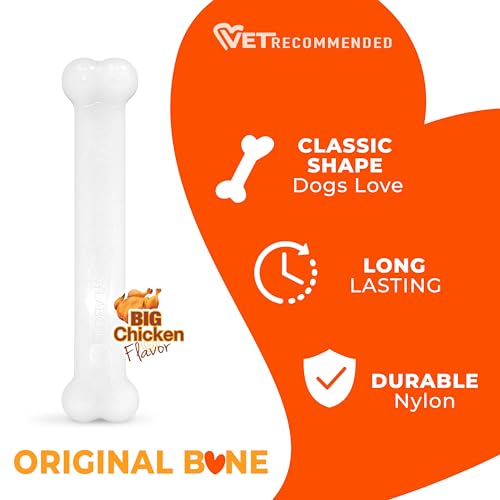Image of Nylabone Power Chew Classic Bone Chew Toy for Dogs, Durable Dog Toys for Aggressive Chewers, Chicken Flavor, Large /Giant - Up to 50 lbs. (1 Count)