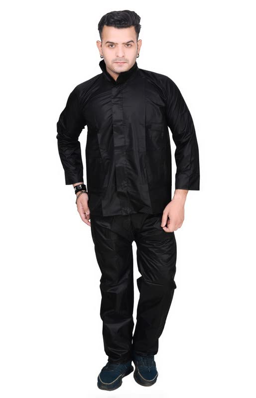 dressify Waterproof Raincoat for Men for Biker/Out door traveling Raincoat | Rainwear | Rainsuit | Barsaati | Waterproof Overcoat Size XL Black Color-picture-25