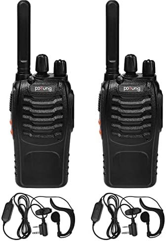 Walkie Talkie PT88E PMR446 16 Channels Rechargeable 2 Way Radio with LED Flashlight VOX for Family Outdoor Camping Hiking and School (2 Pack)