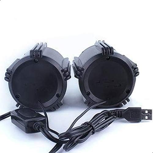 مؤخرة view of two Kisonli A404 mini USB speakers showing the integrated USB and 3.5mm audio cables connected.
