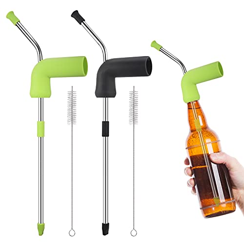 Fentar 2 pièces Snorkel à Bière, Tuba à bièreDouble, Tuba à Boire De l'alcool, Tuba à Boire De l'alcool avec 2 Brosses, pour Bar de Vacances de Fête de Divertissement Familial Anniversaire Nouvel an Cover