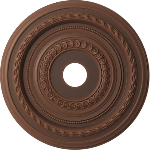 Ekena Millwork CMP22CODRU Cole Thermoformed PVC Ceiling Medallion (Fits Canopies up to 6"), 22"OD x 3 1/2"ID x 1"P, Universal Aged Metallic Rust