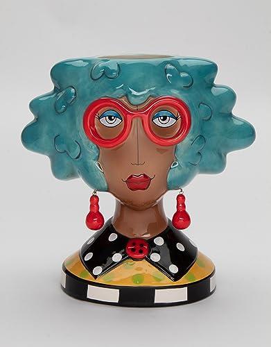 Cosmos Gifts Fine Ceramic Dollymamas African American Black Fashion Lady Vase Makeup Brushes Holder, 7-7/8" H