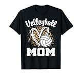 Volleyball Mom Leopard Heart T-Shirt