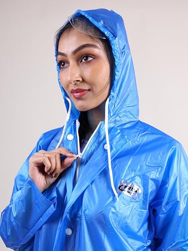 Image of Rupa Rainsuit Women Waterproof PVC Raincoat with Hood & Carry Bag | Lightweight Rainwear for Women with Front Zip | Solid Color | Standard Length | Pack of 1
