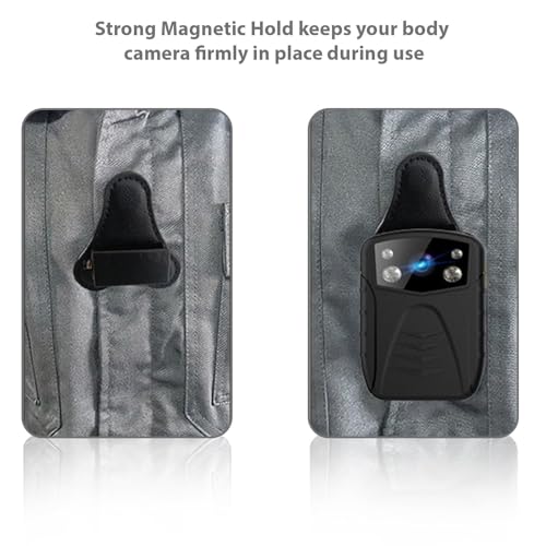 Soporte magnético para cámara de cuerpo con clip trasero de cuero negro 5