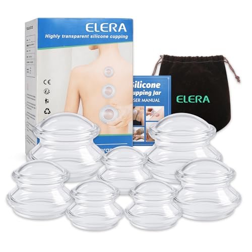 ELERA Silicone Cupping Therapy Set, Professionally Chinese Massage Cups for Cupping Therapy and Cellulite Reduction (7 Cups)