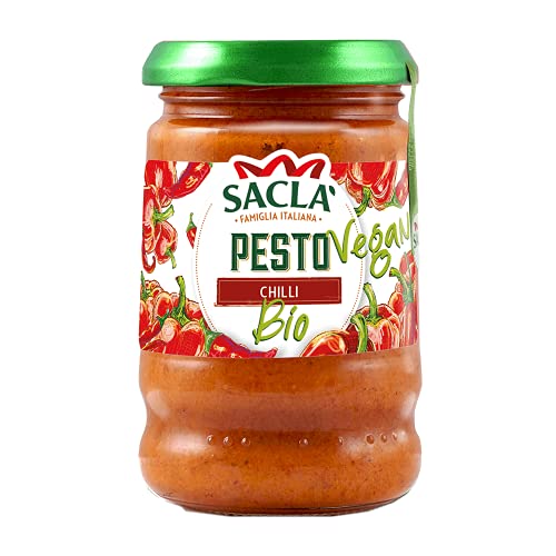 Saclà Bio Pesto Chili Vegan | Rotes Pesto mit Cayennepfeffer | Vegan | IT-BIO-014 | 190g Cover